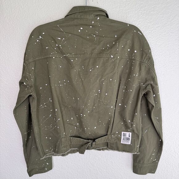 Oak & Acorn Jacket Womens Small Painter Cropped Cut Off Shacket Paint Splatter - Picture 6 of 11